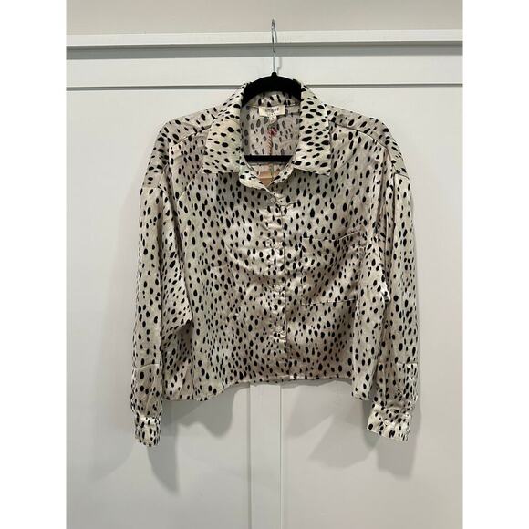 NWT Umgee Animal Print Boxy Cut Cropped Blouse Size S - Picture 1 of 6